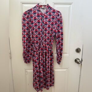 Boden Pink and Blue Floral Button-Up Dress